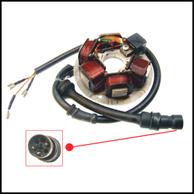 Conjunto eletromagnético com bobinas e conector de plástico
