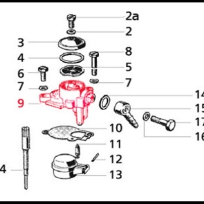 Esquema peça mecânica com componentes numerados e destaque no número 9