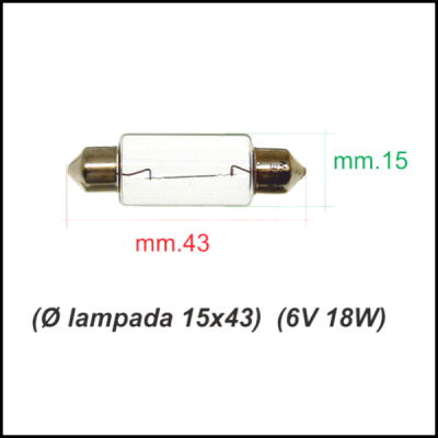 Lâmpada tubular com extremidades metálicas e texto de especificações em fundo branco