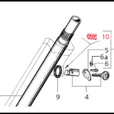 Diagrama técnico de componentes mecânicos com números de identificação