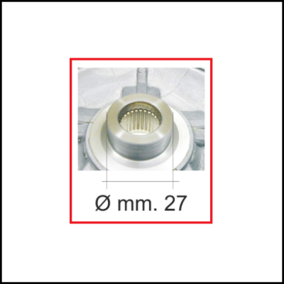 Peça mecânica metálica com diâmetro de 27 mm