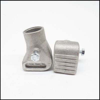 Peças metálicas cinza com parafuso e texto Rawlink