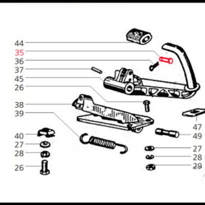 Desenho esquemático técnico de peças mecânicas com números