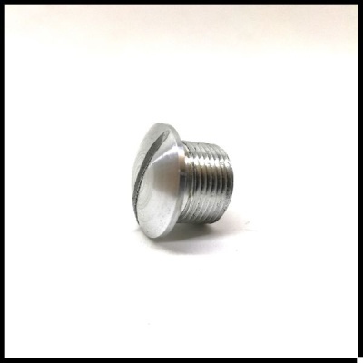 Parafuso metálico com cabeça plana e rosca prateada