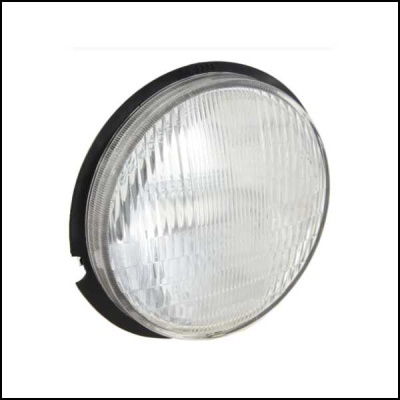 Óptica redonda para farol de automóvel com lente de vidro e moldura preta