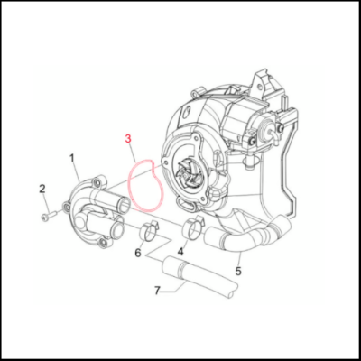 Diagrama técnico em preto e branco de componente mecânico com partes numeradas