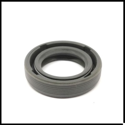 Junta de vedação circular preta com ranhuras em fundo branco