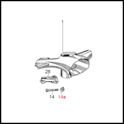 Desenho técnico de componente metálico com números de identificação