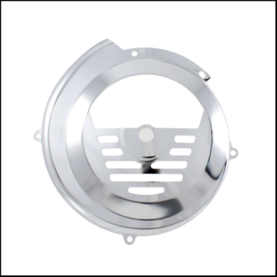 Capa de proteção em metal cromado circular com aberturas horizontais