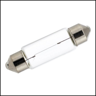 Lâmpada tubular de vidro com extremidades metálicas prateadas