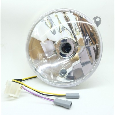 Farol redondo automóvel transparente com fios e conectores