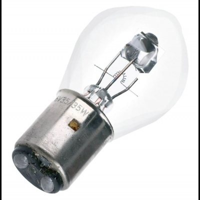 Lâmpada incandescente com base metálica e vidro transparente