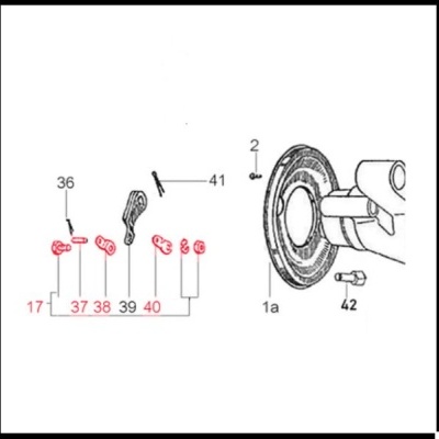 Diagrama técnico de peças mecânicas numeradas