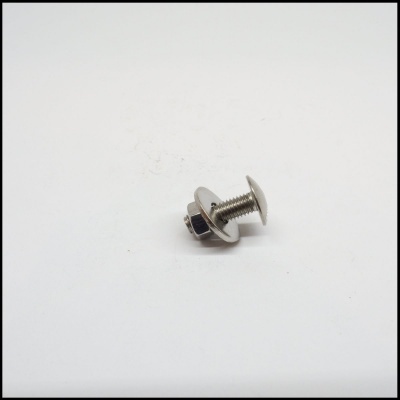 Parafuso e porca metálicos prateados sobre fundo branco