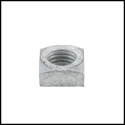 Porca quadrada metálica cinza prateada com rosca interior