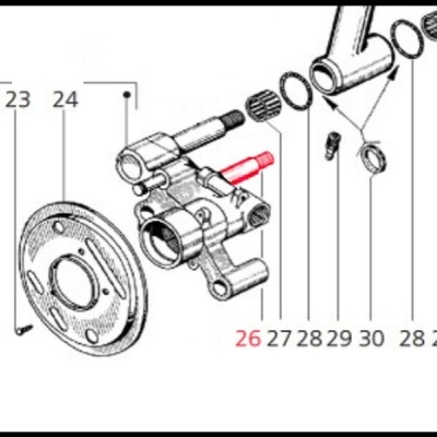 Desenho técnico de peças mecânicas metálicas numeradas