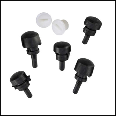 Tampas para válvulas em silicone pretas e brancas