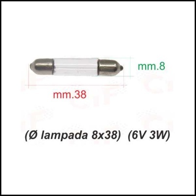 Lâmpada tubular pequena com extremidades metálicas e corpo de vidro transparente