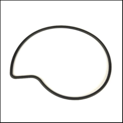 Junta ou anilha de borracha preta em fundo branco