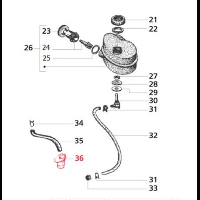 Diagrama técnico de peças mecânicas numeradas com fundo branco