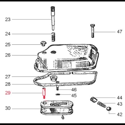 Desenho técnico peças motor e números de referência