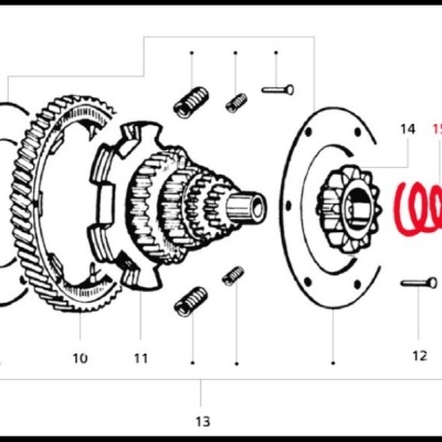Desenho técnico de engrenagens e peças mecânicas separadas em fundo branco