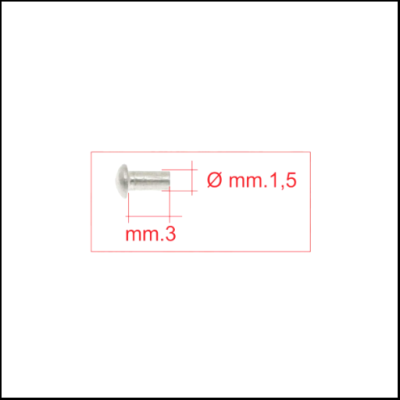 Pequeno parafuso metálico com dimensões indicadas em milímetros