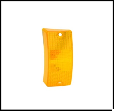 Refletor amarelo retangular em plástico com textura quadriculada