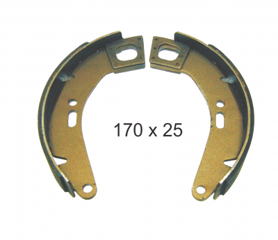 Par de sapatas de travão metálicas com texto 170 x 25