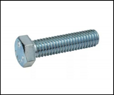 Parafuso hexagonal metálico prateado com rosca