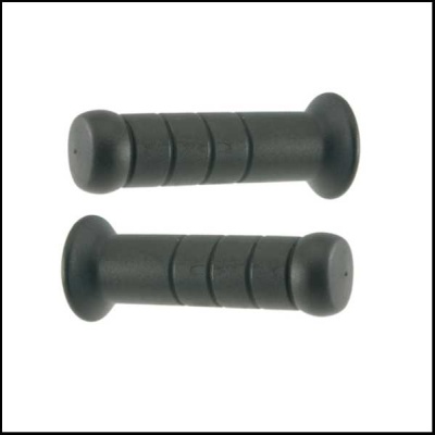 Punhos pretos para bicicleta com ranhuras em material emborrachado