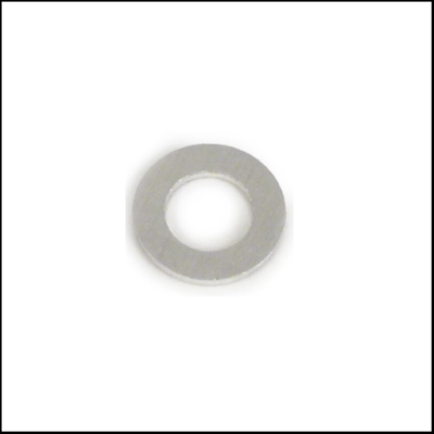 Arruela metálica circular prateada com orifício central