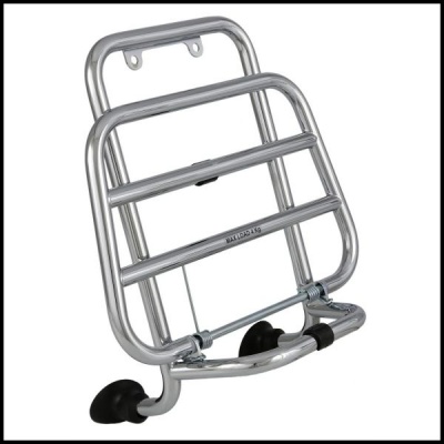 Suporte metálico cromado para bagagem com anilhas pretas