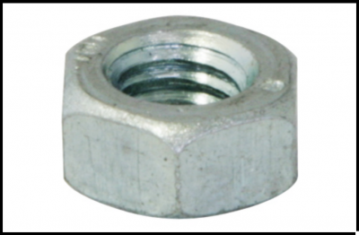 Porca hexagonal de metal prateado com furo roscado