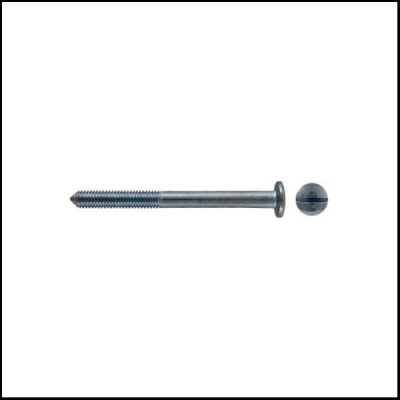 Parafuso metálico prateado com cabeça redonda e fenda