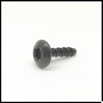 Parafuso preto com cabeça redonda em fundo branco