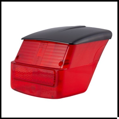 Farolim traseiro de bicicleta em plástico vermelho com tampa preta