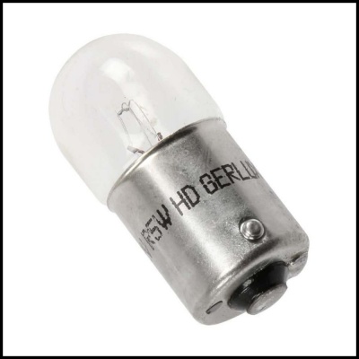 Lâmpada incandescente com base metálica e vidro transparente