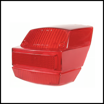 Farolim traseiro de mota em plástico vermelho com textura
