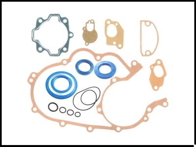 Conjunto de juntas e anéis de vedação de diferentes cores e materiais