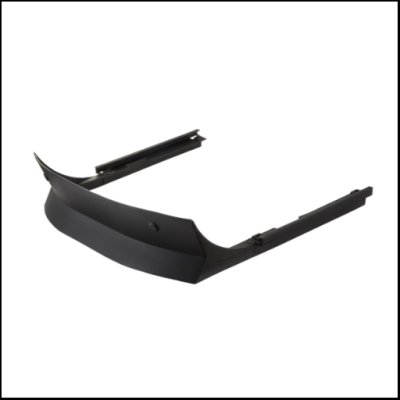 Peça preta automóvel em plástico com duas hastes paralelas