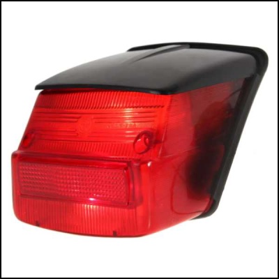 Luz traseira de automóvel vermelha com parte superior preta