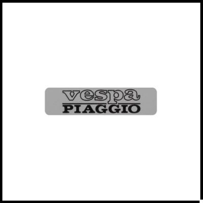 Emblema cinza com texto vespa PIAGGIO preto
