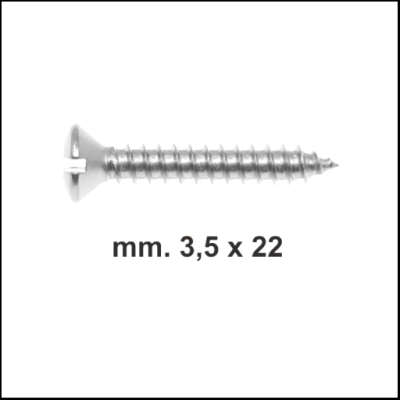 parafuso metálico prateado com texto mm. 3,5 x 22
