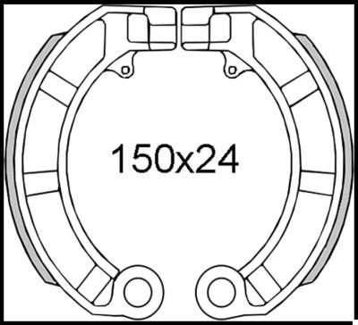 Par de sapatas de travão circulares com texto 150x24 no centro