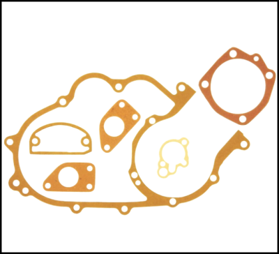 Conjunto de juntas planas em material castanho e bege claro