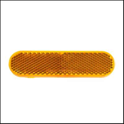 Refletor amarelo oval com textura hexagonal