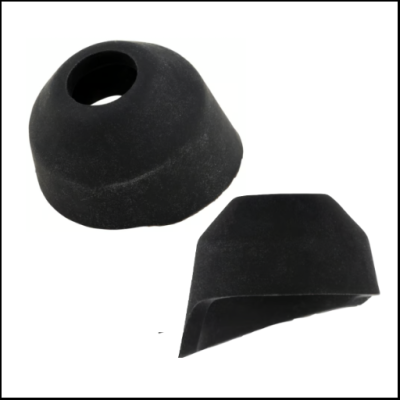 Protetores em silicone preto com textura lisa em duas peças cónicas