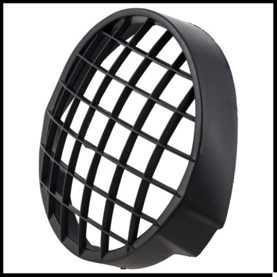Grelha redonda de plástico preto com barras cruzadas