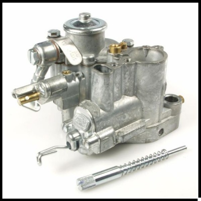 Carburador metálico prateado com mola espiral